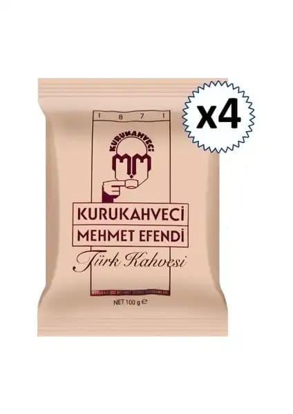 Kurukahveci Mehmet Efendi Türk Kahvesi 100 gr x 4'lü seti, geleneksel lezzet ve pratik kullanım
