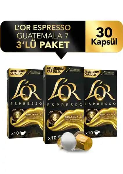 L'Or Espresso Guatemala 3'lü Fırsat Paketi ile Yüksek Kaliteli Kahve Deneyimi