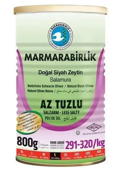 Marmarabirlik Hususi Az Tuzlu Siyah Zeytin 800g doğal ve hafif lezzetli sağlıklı atıştırmalık