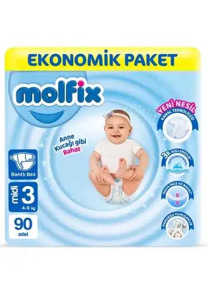 Molfix Bebek Bezi 3 Beden Midi Ekonomik Paket: Konfor ve Güvenlik İçin En İyi Seçenek