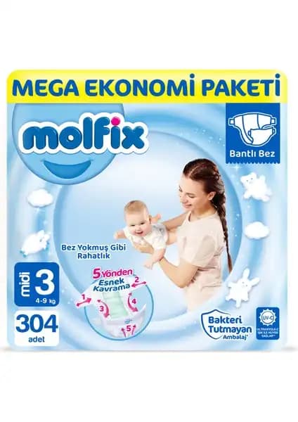 Molfix Bebek Bezi 3 Numara Midi Güvenli ve Konforlu Bebek Bakımında Tercih Edilen Ürün