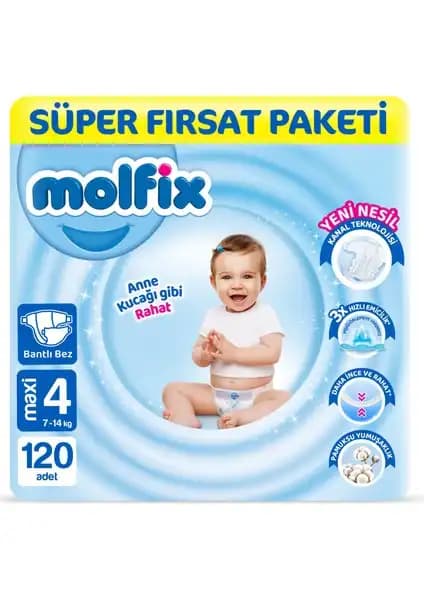 Molfix Bebek Bezi 4 Beden Maxi Paket: Hızlı Emicilik ve Konfor Sağlayan Güvenilir Bebek Bezi