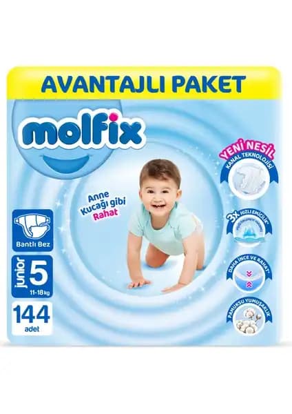 Molfix Bebek Bezi 5 Beden Avantajlı Paket Güvenli ve Konforlu Bebek Bakımı İçin