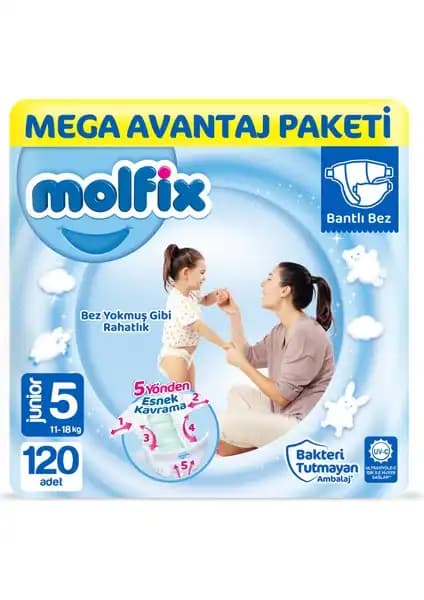 Molfix Bebek Bezi 5 Beden Junior Mega Avantaj Paketi: Konfor ve Güvenlik İçin Uygun Çözüm