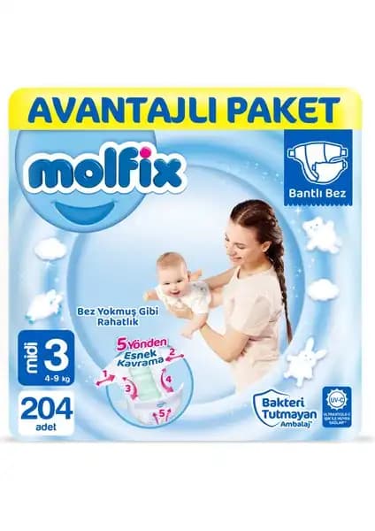 Molfix Bebek Bezi Avantajlı Paket Midi 3 Numara Güvenilir ve Konfor Sunan Kaliteli Ürün