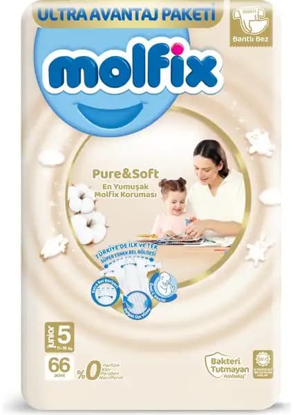 Molfix Pure Soft 5 Beden Junior Bebek Bezi: Yüksek Emicilik ve Konfor Sunan Güvenilir Ürün