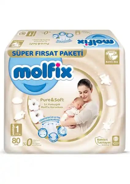 Molfix Pure&Soft Yenidoğan Bebek Bezi 80 Adet ile Güvenli ve Konforlu Bakım