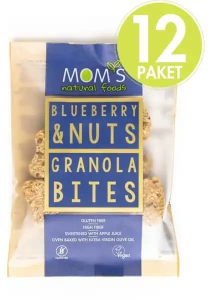 Mom's Natural Foods 12'li Glutensiz Yaban Mersini Granola BITE Sağlıklı ve Doğal Atıştırmalık Alternatifi