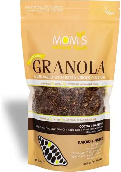 Mom's Natural Foods Kakao Fındık Granola Sağlıklı ve Katkısız Kahvaltı Seçeneği