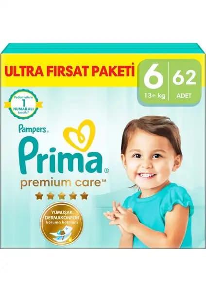 Prima Bebek Bezi Premium Care 6 Numara: Yüksek Koruma ve Konfor Sağlayan Bebek Bezi