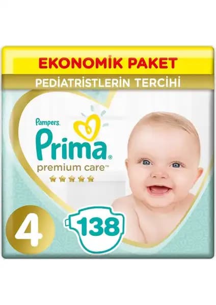 Prima Premium Care Bebek Bezi 4 Beden 9-14 Kg, Yüksek Emicilik ve Güvenlik Sağlar