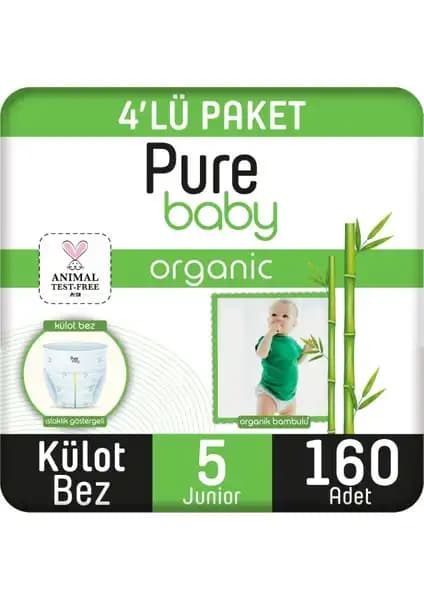 Pure Baby Organik Bambu Özlü Külot Bez 4'lü Paket: Güvenli ve Konforlu Bebek Bezi Seçeneği