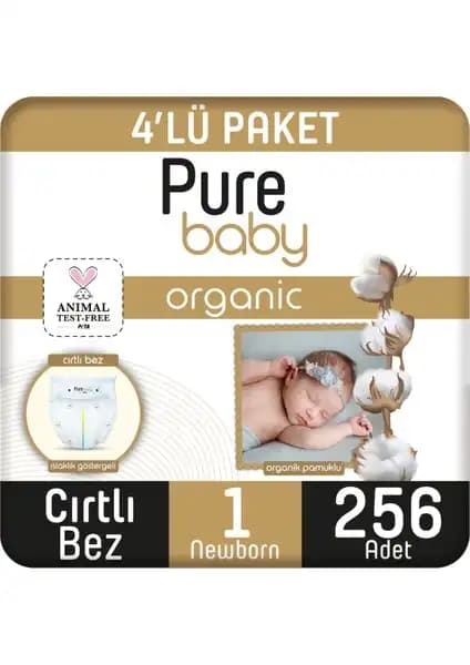 Pure Baby Organik Pamuklu Cırtlı Bez 4'lü Paket: Güvenilir ve Konforlu Bebek Bezi Çözümü