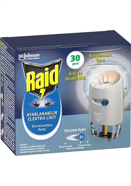 Raid Ayarlanabilir Elektro Likit 30 Gece – İç Mekan Sivrisinek ve Böcek Kontrolü