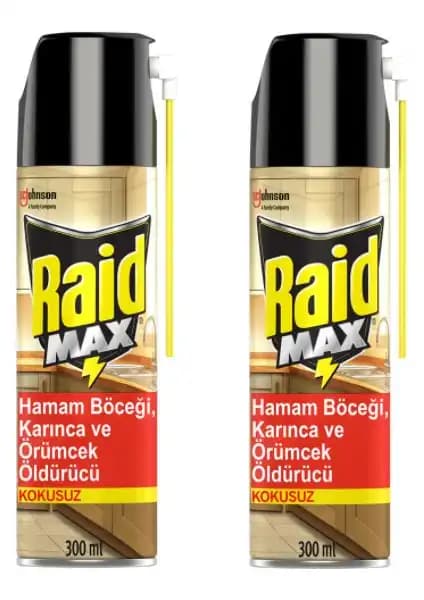 Raid Max Kokusuz Böcek Spreyi 300 ml x 2 Paket ile Etkili ve Güvenli Böcek Mücadelesi