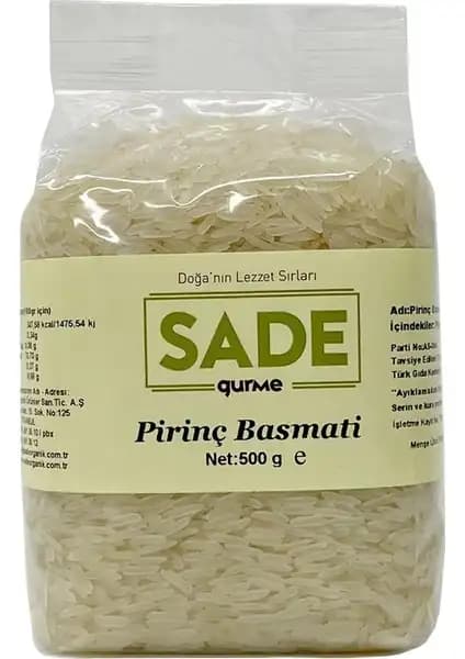 Sade Gurme Basmati Pirinç 500 gr - Sağlıklı ve Lezzetli Pirinç Seçeneği