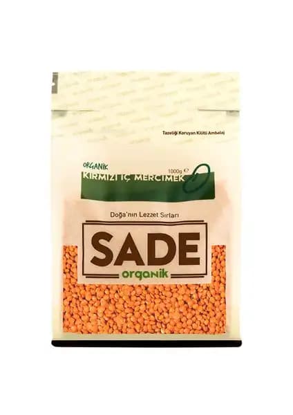 Sade Organik Kırmızı İç Mercimek 1 kg Sağlıklı ve Doğal Bakliyat Seçeneği