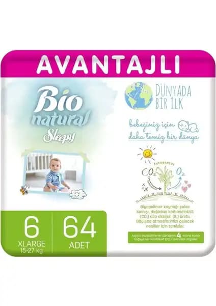 Sleepy Bio Natural Bebek Bezi 6 Numara Xlarge: Yüksek Emiciliğe Sahip Doğal Bebek Bezi