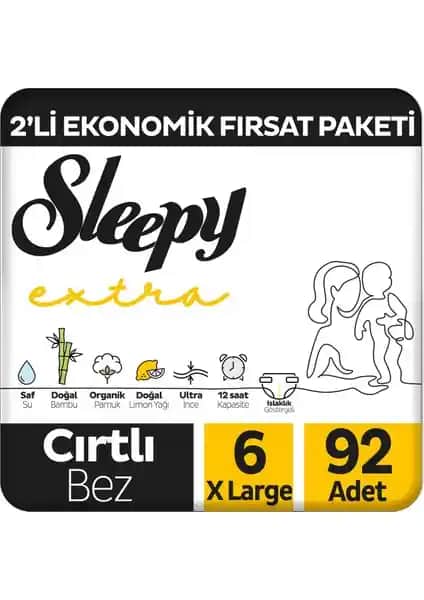 Sleepy Extra Günlük Aktivite Bebek Bezi 92 Adet, Ekonomik ve Pratik Kullanım İçin Uygun