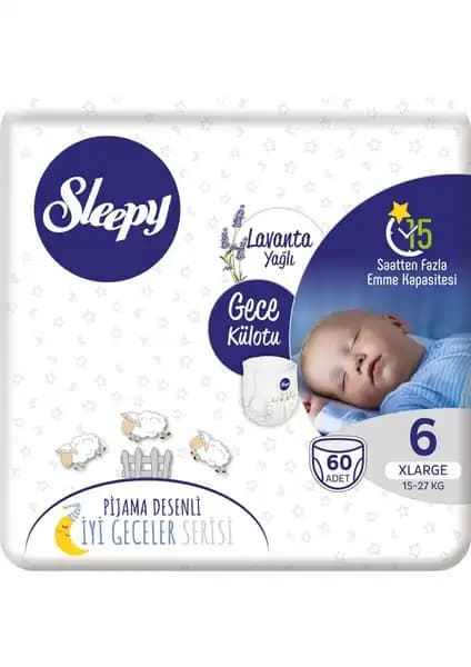 Sleepy Gece Külotu Lavanta Yağlı 6 Numara Xlarge 60'lı Güvenilir ve Konforlu Gece Koruyucu