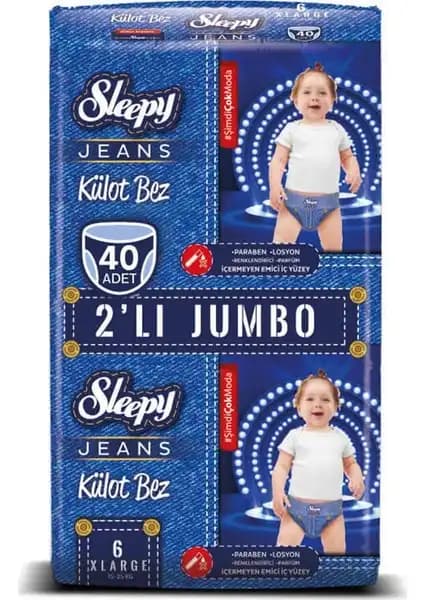 Sleepy Jeans Külot Bez XL 40'lı Paket Bebekler İçin Güvenli ve Konforlu Kullanım