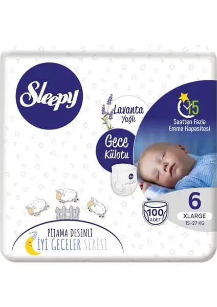 Sleepy Lavanta Yağlı Gece Külotu 6 Numara Xlarge 100'lü Uzun Süreli Güvenilir Koruma
