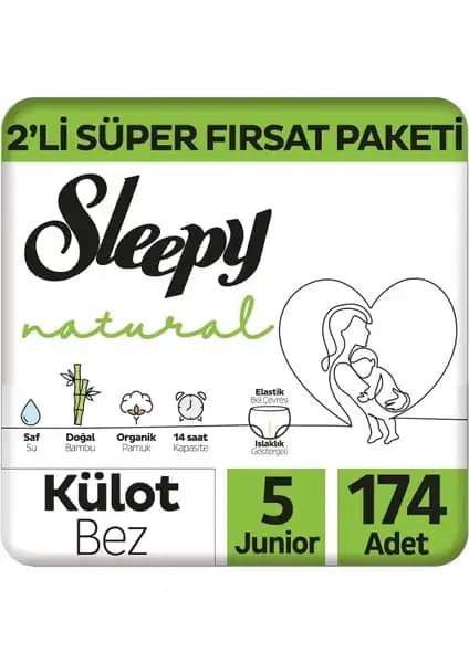 Sleepy Natural 2'li Külot Bez Paketi Bebekler İçin Yüksek Emicilik ve Konfor Sağlar