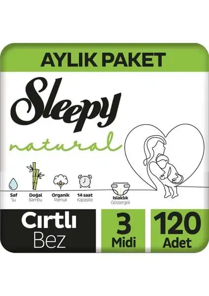 Sleepy Natural 3 Numara Bebek Bezi: Doğal İçeriklerle Güvenli ve Yüksek Emicilikli Bebek Bezi