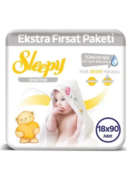 Sleepy Sensitive Islak Havlu: Hassas ciltler için hijyenik ve pratik temizlik çözümü