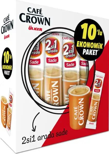 Ülker Cafe Crown 2si1 Sade Kahve 10x11g Pratik ve Yoğun Aromalı Kahve Seçeneği