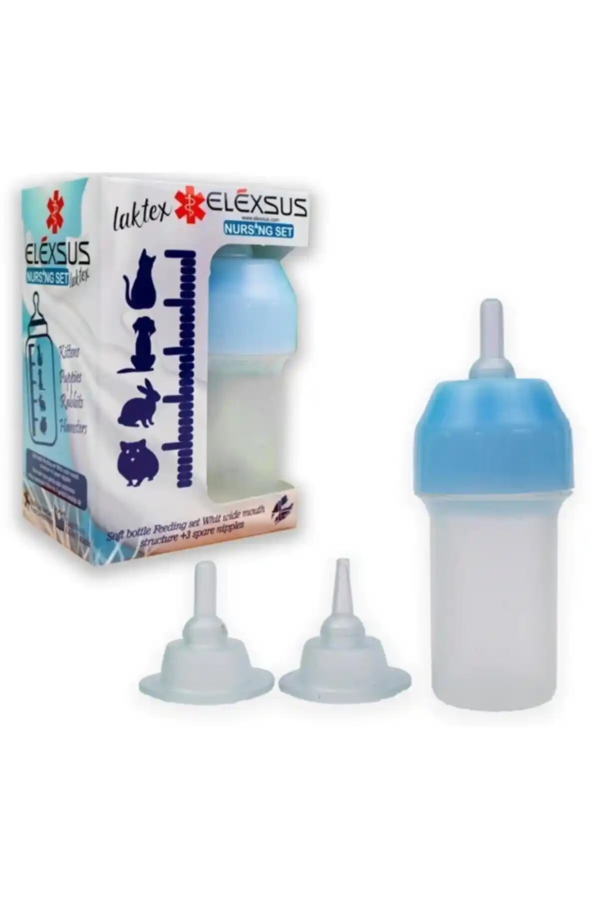 40 ml Yavru Hayvanlar İçin Biberon Seti – Kedi Köpek için 2 Yedek Uç ve Temizleme Fırçası