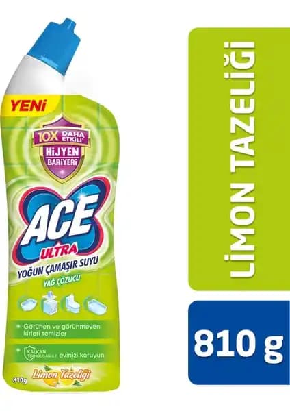 ACE Ultra Kıvamlı Çamaşır Suyu: Limon Ferahlığı ile Yağ Söktürme ve Hijyen Bariyeri