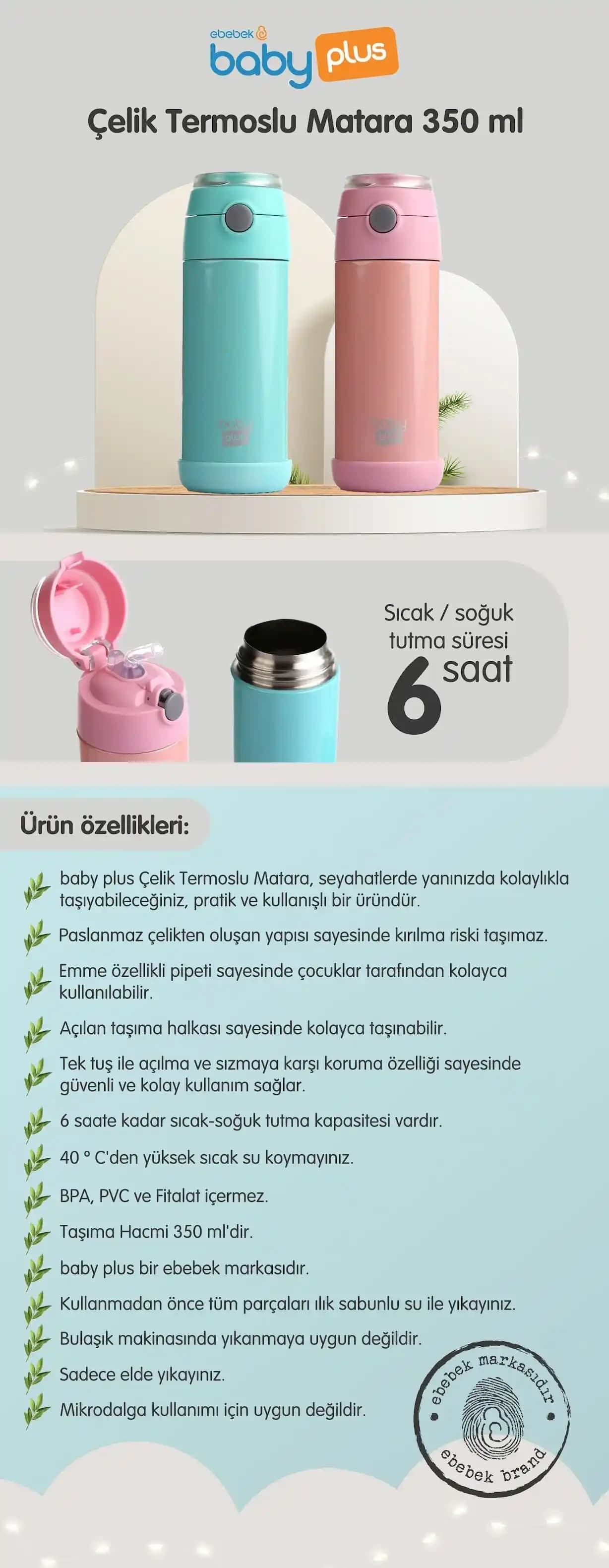 Baby Plus Çelik Matara: Dayanıklı ve Hijyenik Bebek Matarası Özellikleri