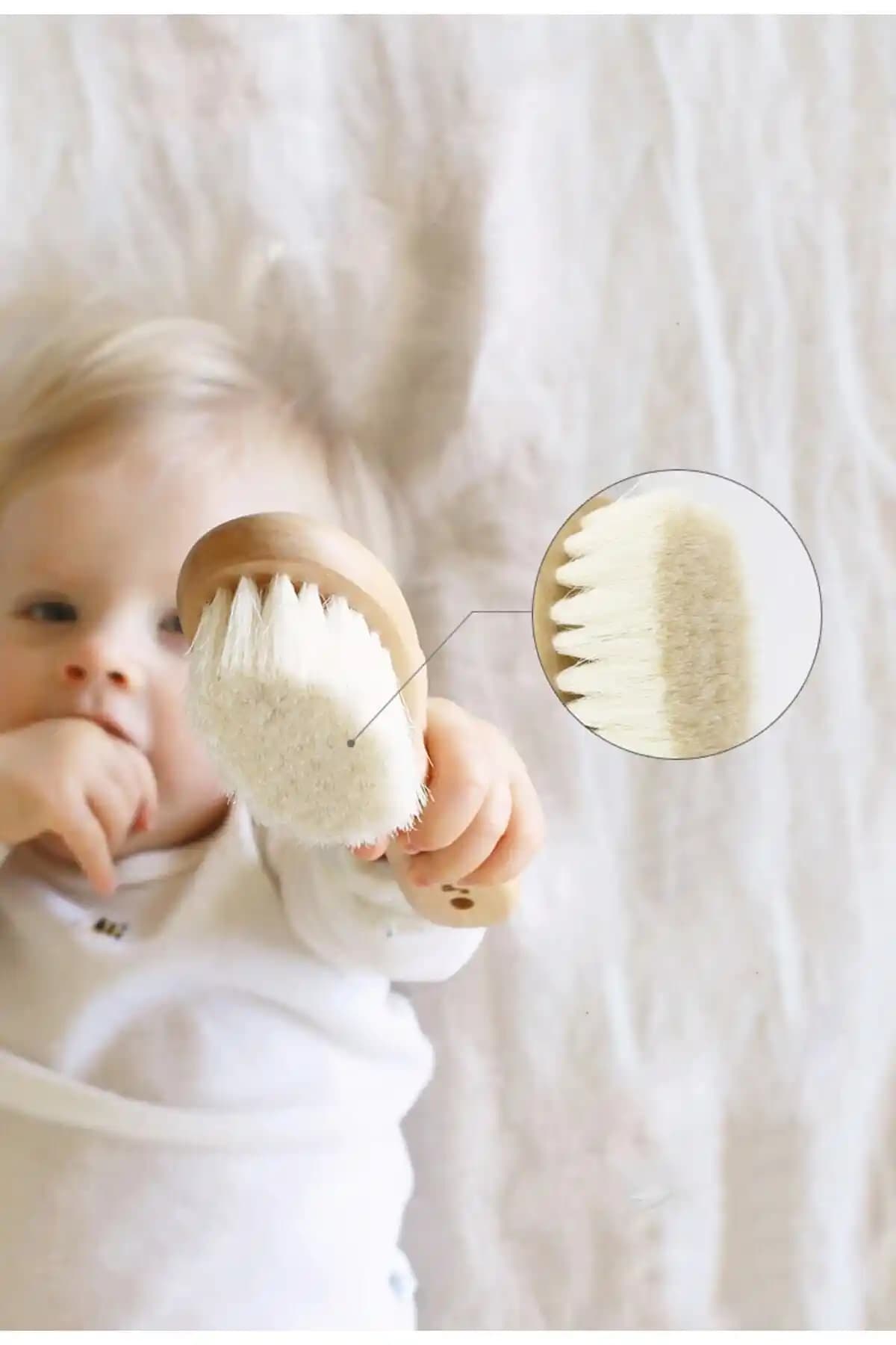 Bebekler için %100 doğal keçi kılı fırçası: nazik tarama ile saç korunur ve uyku rahatlar