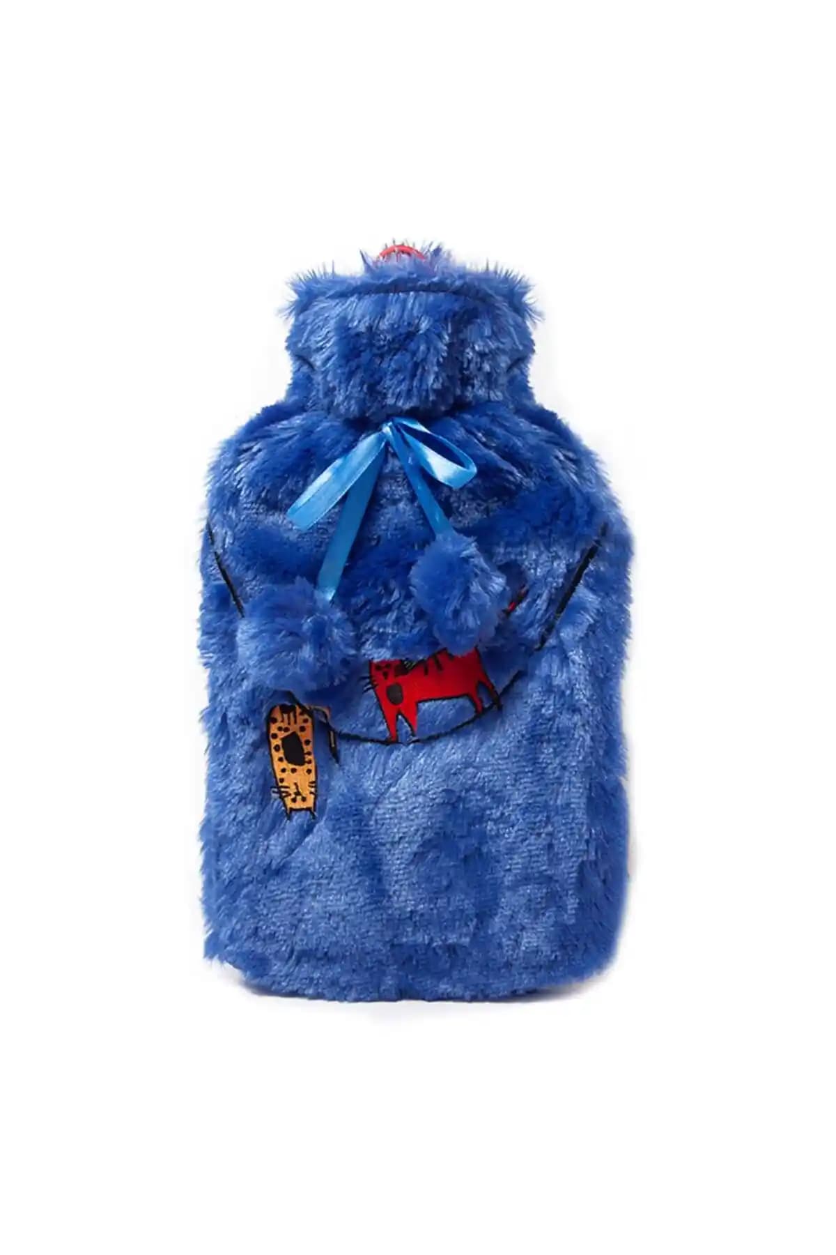 Biggdesign Cats Cambaz Kediler Peluş Sıcak Su Torbası – 2 Litre, Mavi Konfor Kapak