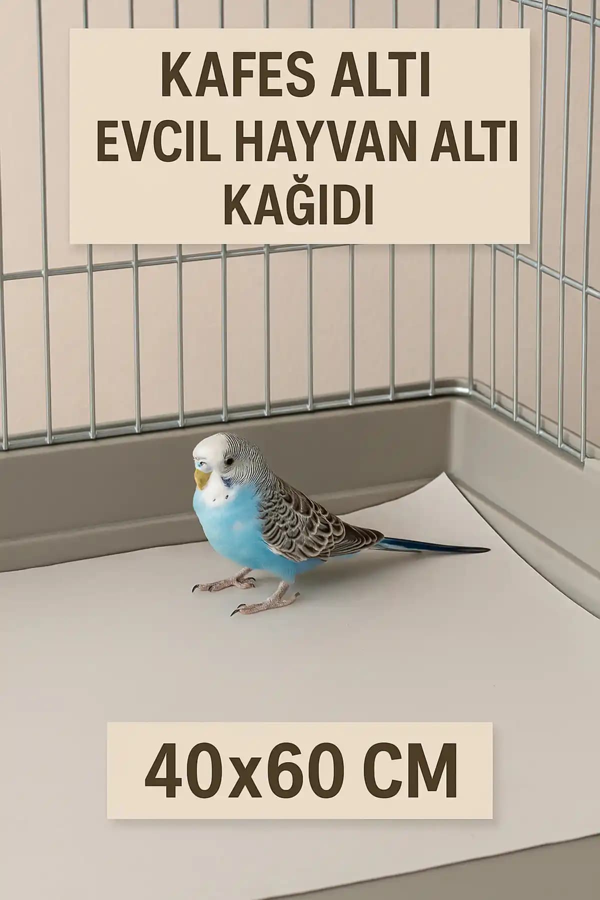 DEKALS 50 Adet Büyük Boy Kafes Altı Kağıdı – Türkiye Üretimi, 60x40 cm, Kolay Değişim