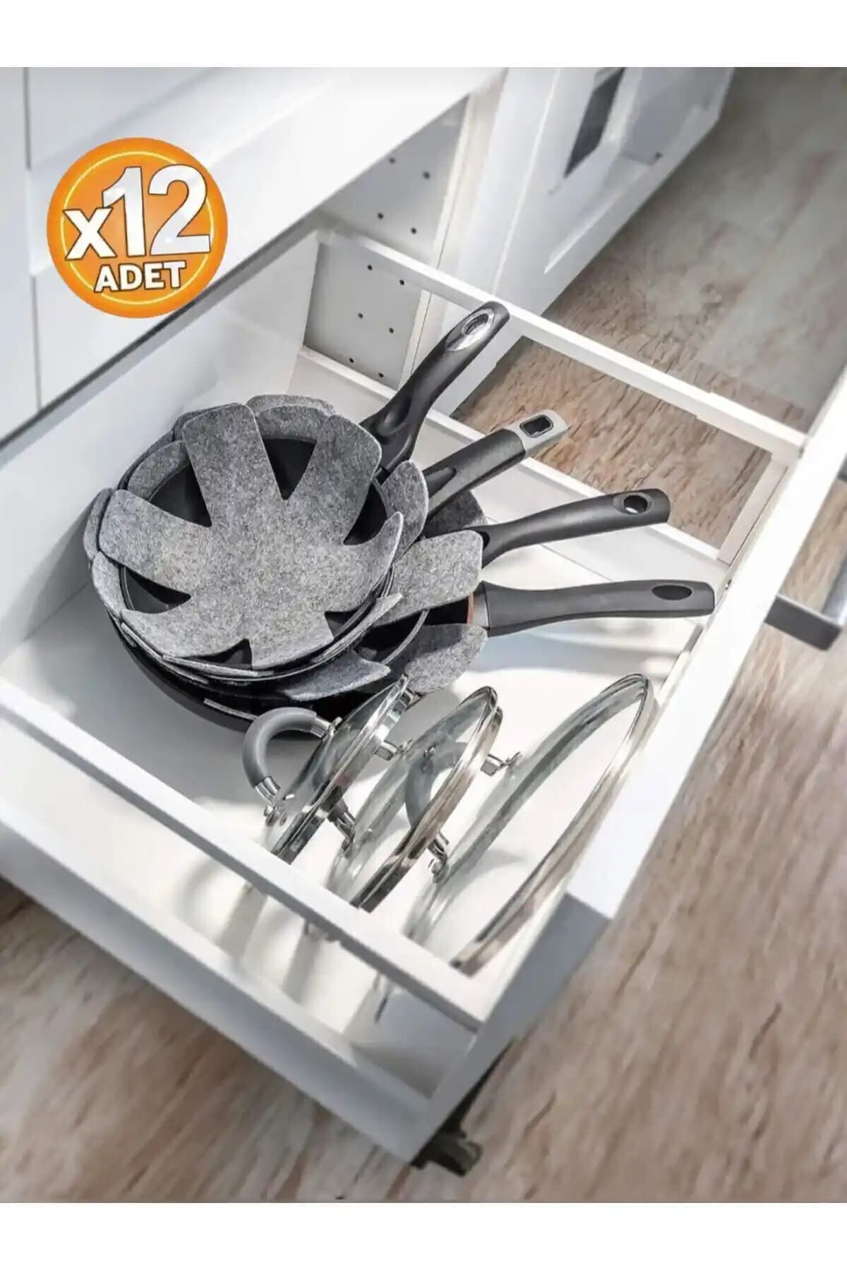 EUROLUXE 12 Adet Kalın Keçe Altlık Seti, 30x30 cm, Tencere ve Bor Cam İçin Yüzey Koruyucu