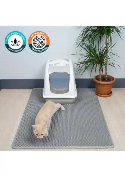 Eva Türkiye 75×110 cm Kedi Tuvalet Önü Paspası – Kaymaz ve Kum Tutucu Özellikli