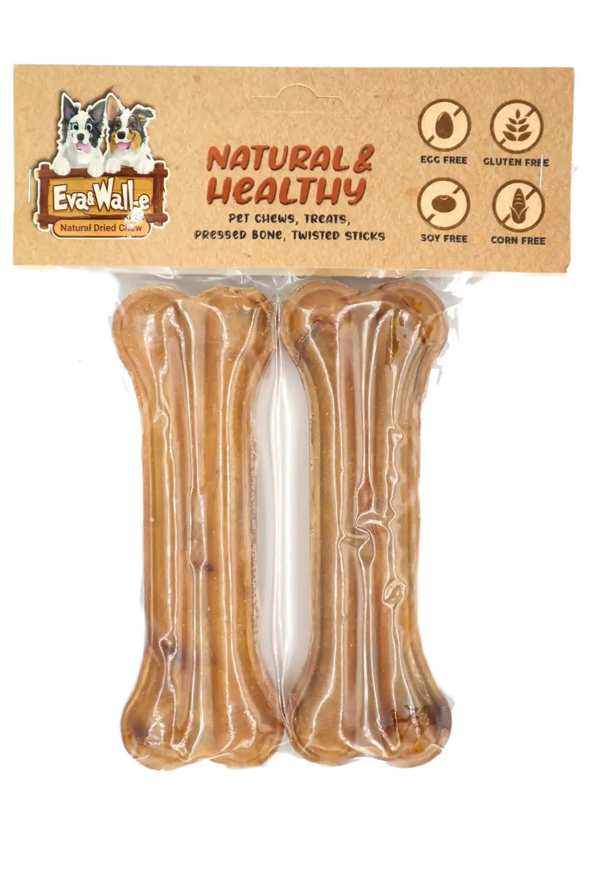 Eva & Wall-E Doğal Köpek Kemiği 2’li Set: Ağız Sağlığı ve Ödül İçin, %100 Dana Derisi