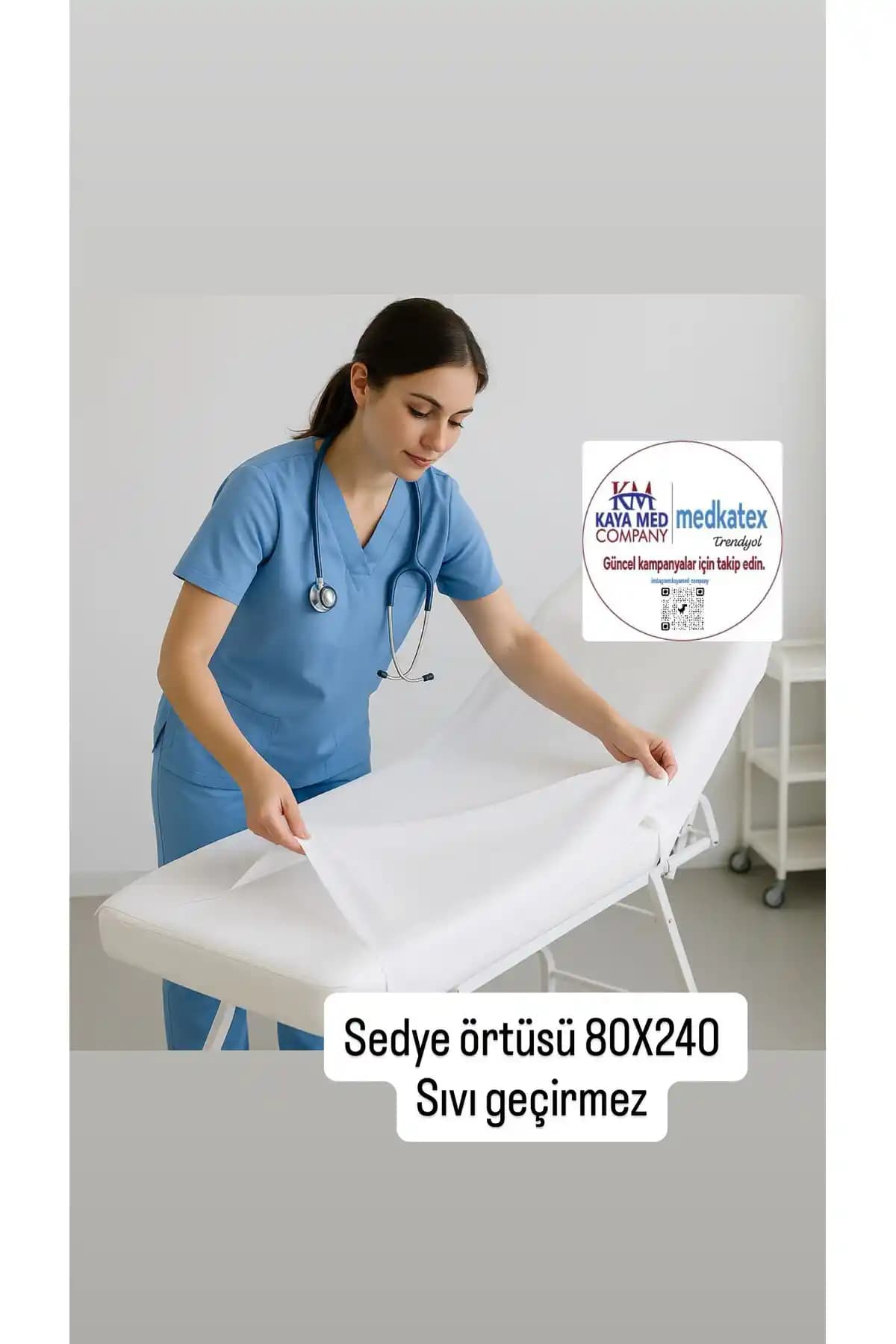 Genel Markalar Lastikli Sedye Örtüsü 80x240 cm, Tek Kullanımlık ve Steril, 50 Adet