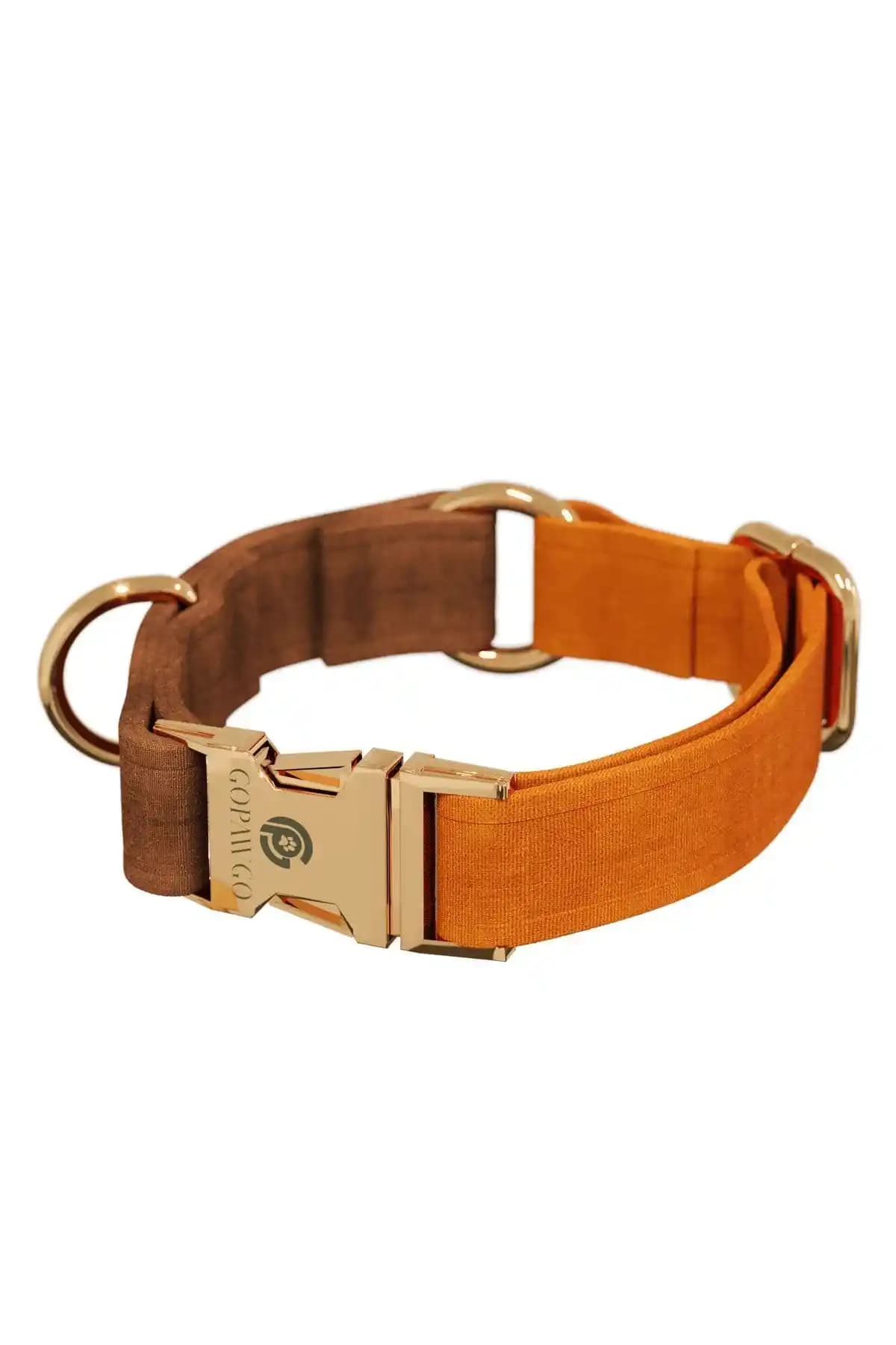 GoPawGo Charmlı Harlowe Köpek Tasması: El Yapımı Pamuk, 21–29 cm Ayarlı Altın Tokalı