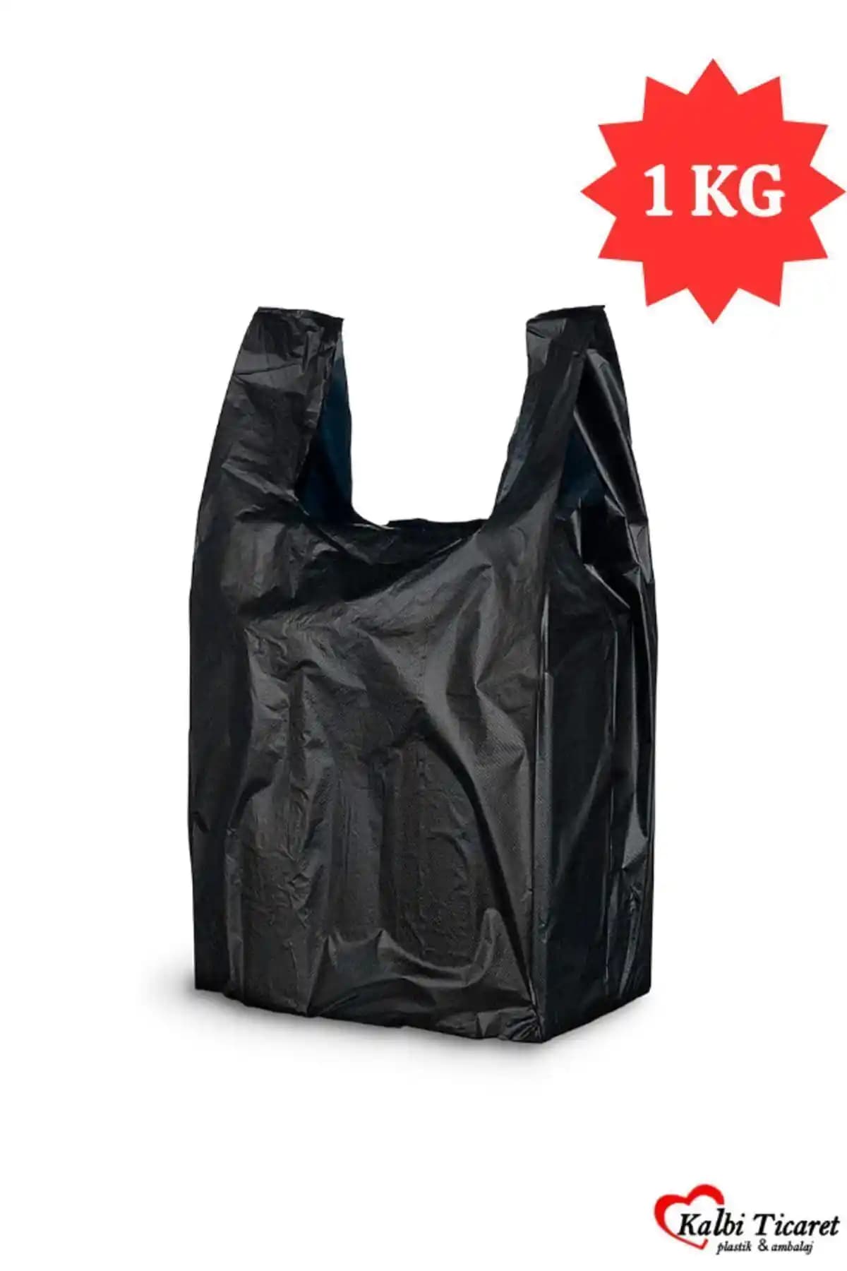 Kalın Siyah Hışır Atlet Poşet 30x60 cm, 1 kg’a Kadar Taşıma Dayanıklı Poşet 50’li