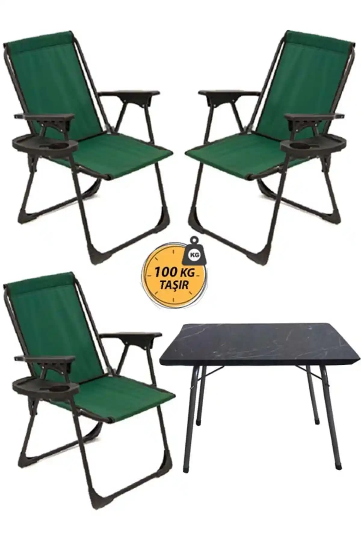KS Kamp Takımı: Katlanır 3 Sandalye ve Masa Seti - Taşınabilir Piknik Bahçe Ekipmanı