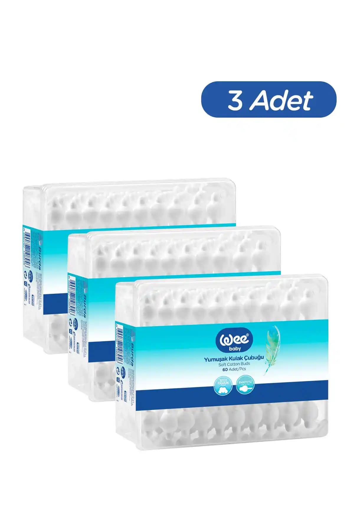 Küçük Bebek Emniyetli Kulak Temizleme Çubuğu Seti – %100 Pamuk, Türkiye Kökenli, 180 Adet