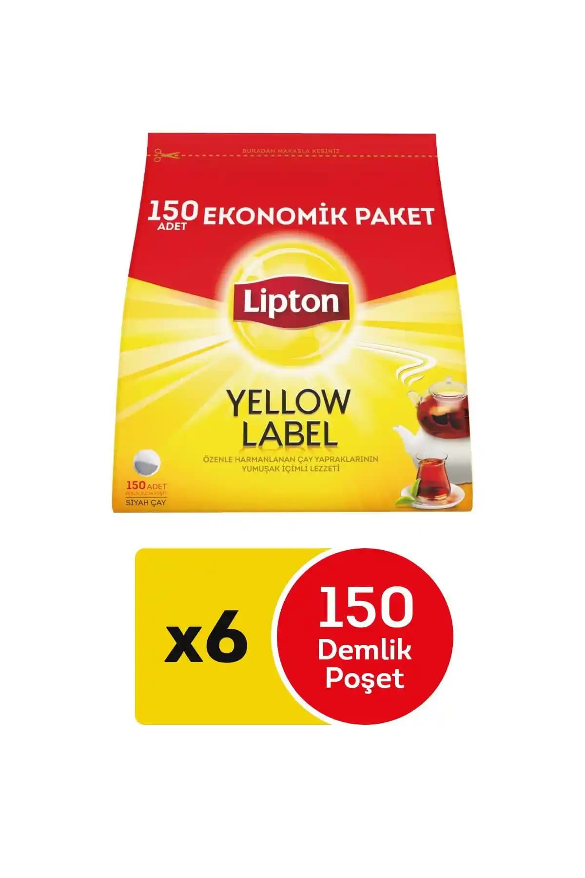 Lipton Yellow Label Demlik Siyah Poşet Çay - Türkiye Menşeli 900 Poşetlik Paket Seti