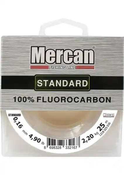 Mercan %100 Fluorocarbon Standart 25 m Makara Misina: Dayanıklı, UV ve Kimyasal Dirençli