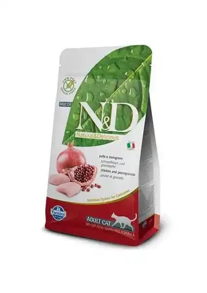 N&D Tavuk ve Narlı Tahılsız Kedi Maması 5 kg: Yetişkin Kediler İçin Süper Premium Beslenme