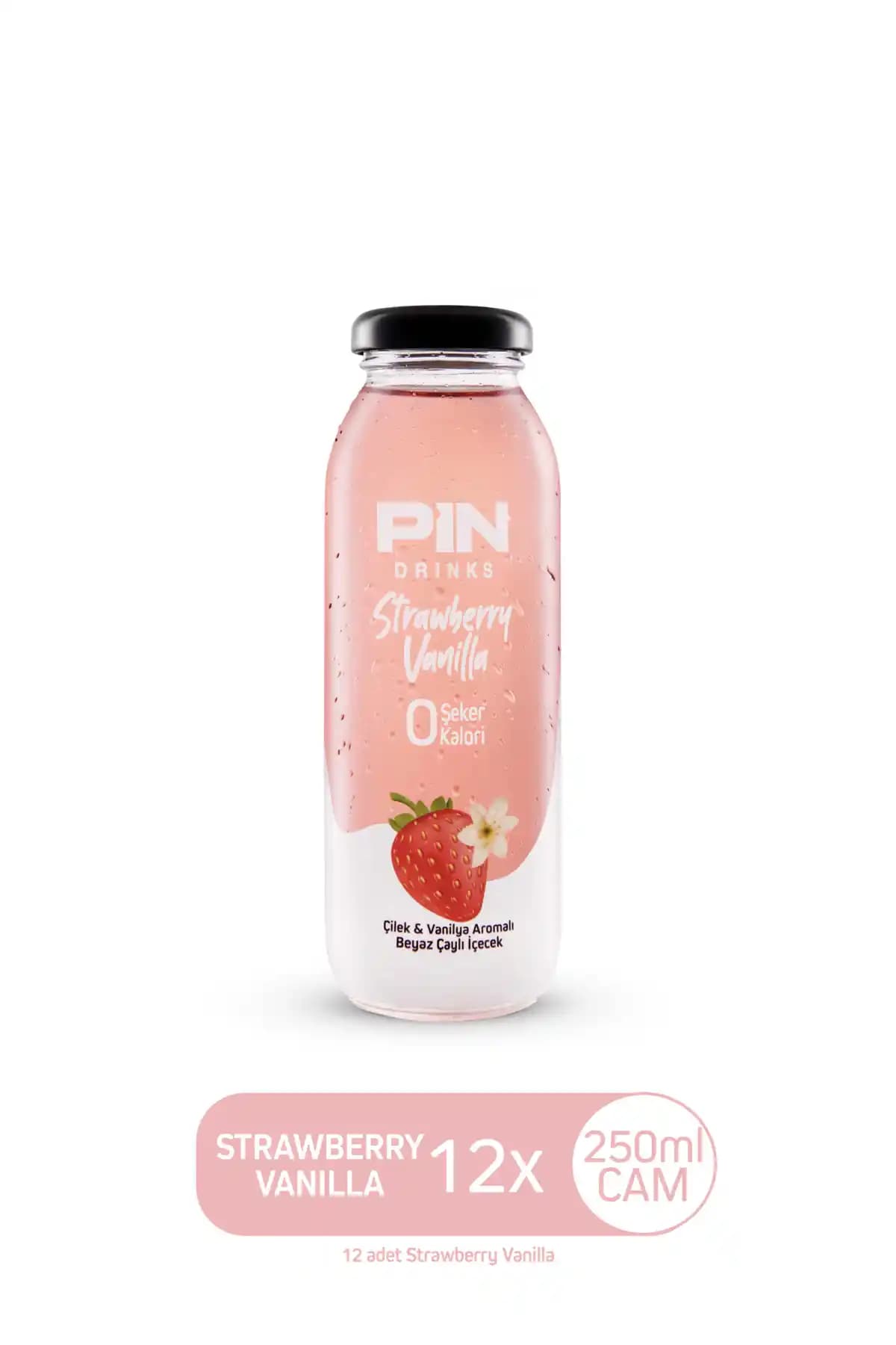 Pin Çilekli Vanilyalı Beyaz Çaylı Özel Seri Şekersiz Kalorisiz 12 x 250 ml Soğuk Çay