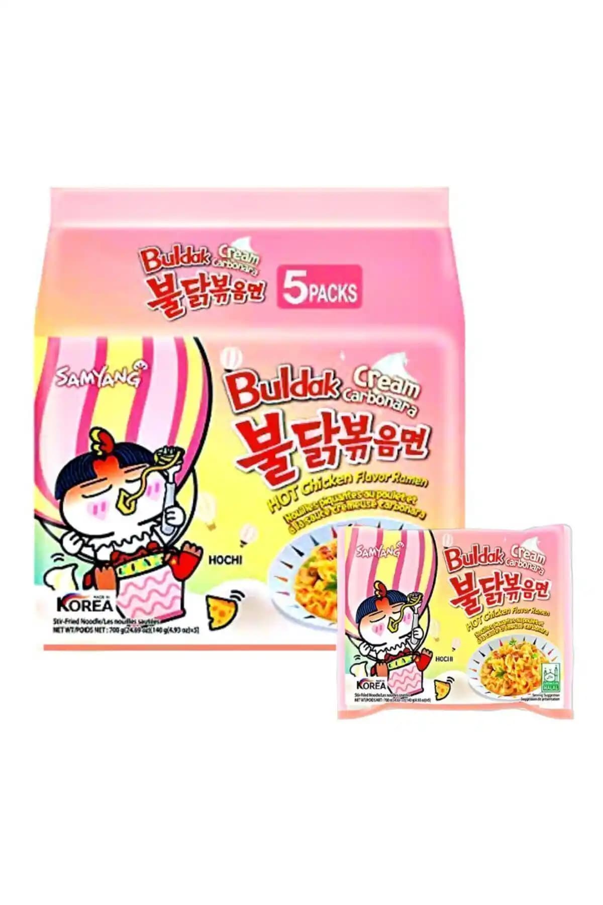 Samyang Creamy Carbonara Buldak Noodle 5x135 g: Kremsi Karbonara Tadı ve Dengeli Baharat