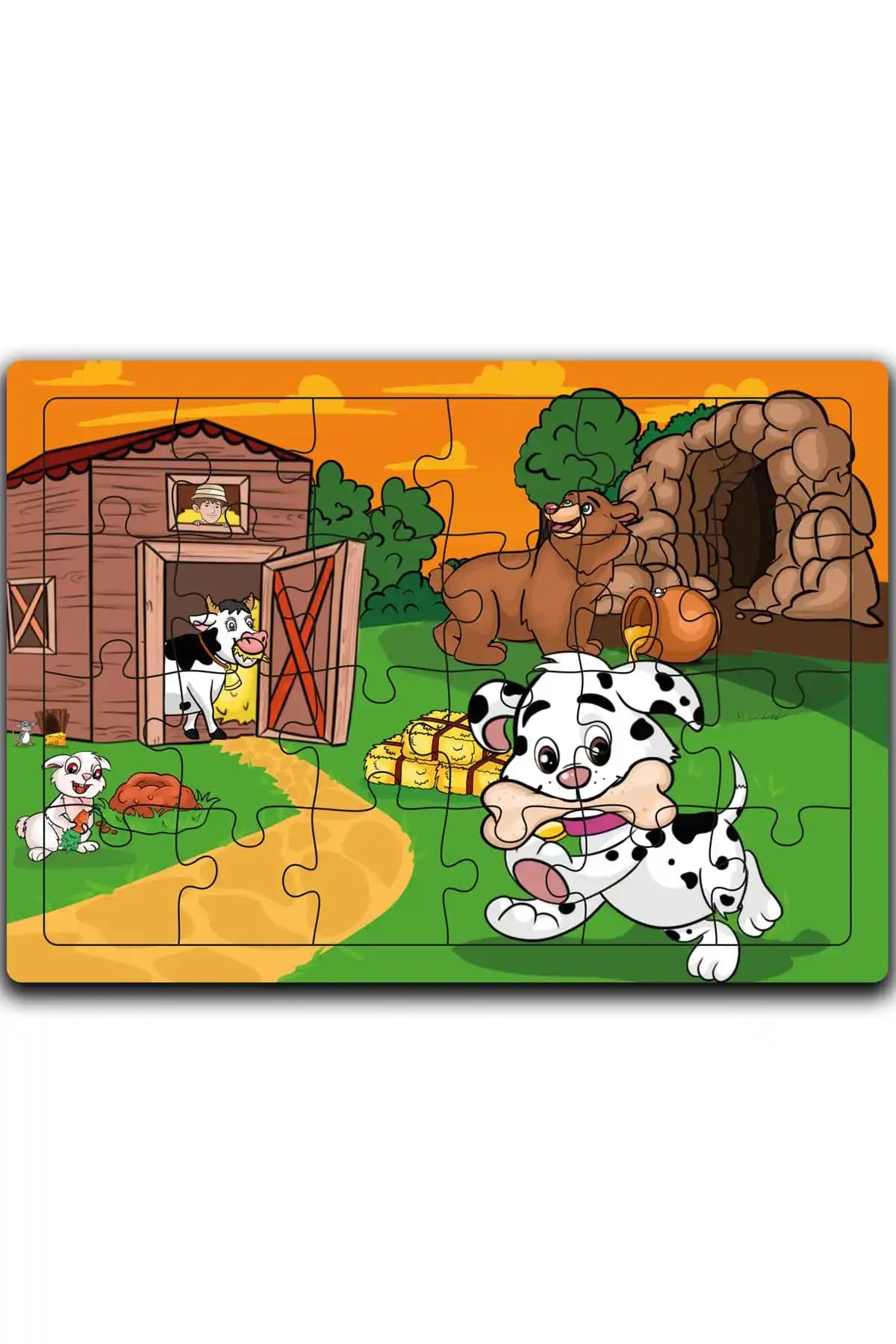 Sevimli Köpek ve Arkadaşları Ahşap Puzzle 24 Parça: 2-5 Yaş Gelişim Destekli Ürün